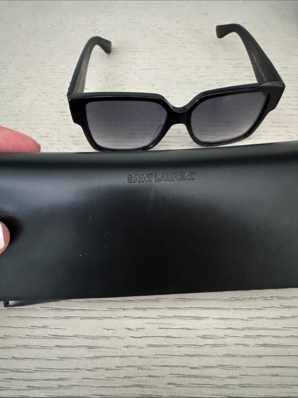 Yves Saint Laurent Glossy Black Oversized Square Sunglasses - Picture 6 of 7